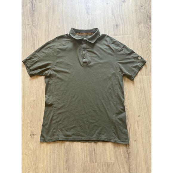 Kuhl Wildfibre Green Polo Shirt Short Sleeve Outdoors Hiking 7242 Men's Size L - Picture 1 of 10